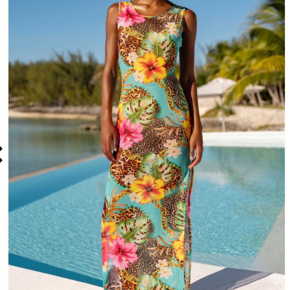 Luli Fama, Visions of Paradise Maxi Dress, Size Small, No Tags